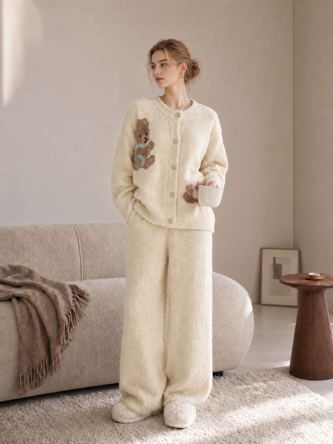 Soft plush loungewear pajama set