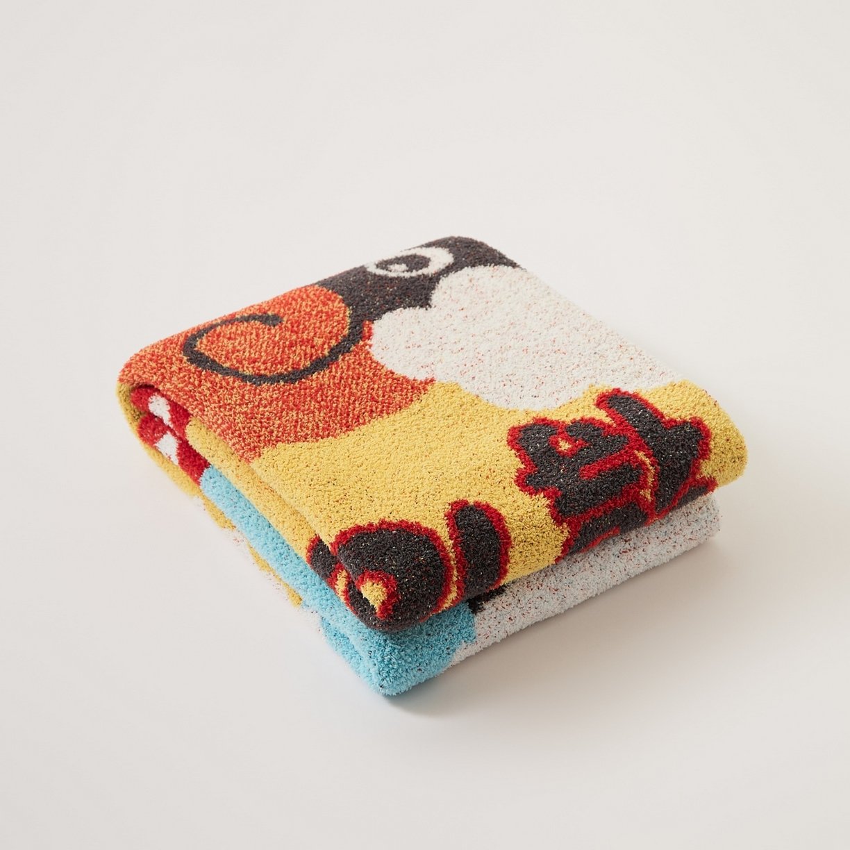 Multicolor Half Fleece Knitted Throw Blanket with Cartoon Sheep Pattern Close-up